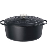 Kuchenprofi Provence Enameled Cast Iron Oval Dutch Oven, 13" L, 7.4 qt, Classic Black