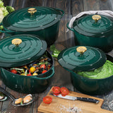 Kuchenprofi Provence Enameled Cast Iron Oval Dutch Oven, 13" L, 7.4 qt, Racing Green