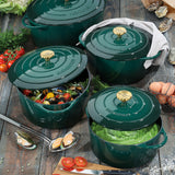 Kuchenprofi Provence Enameled Cast Iron Oval Dutch Oven, 13" L, 7.4 qt, Racing Green