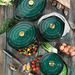 Kuchenprofi Provence Enameled Cast Iron Oval Dutch Oven, 13" L, 7.4 qt, Racing Green