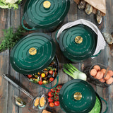 Kuchenprofi Provence Enameled Cast Iron Oval Dutch Oven, 13" L, 7.4 qt, Racing Green