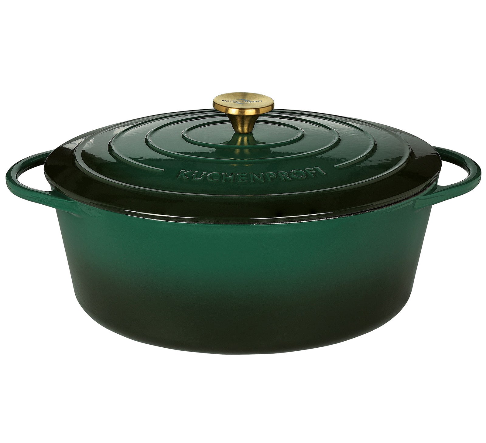 Kuchenprofi Provence Enameled Cast Iron Oval Dutch Oven, 13" L, 7.4 qt, Racing Green