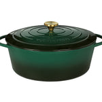 Kuchenprofi Provence Enameled Cast Iron Oval Dutch Oven, 13" L, 7.4 qt, Racing Green