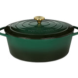 Kuchenprofi Provence Enameled Cast Iron Oval Dutch Oven, 13" L, 7.4 qt, Racing Green