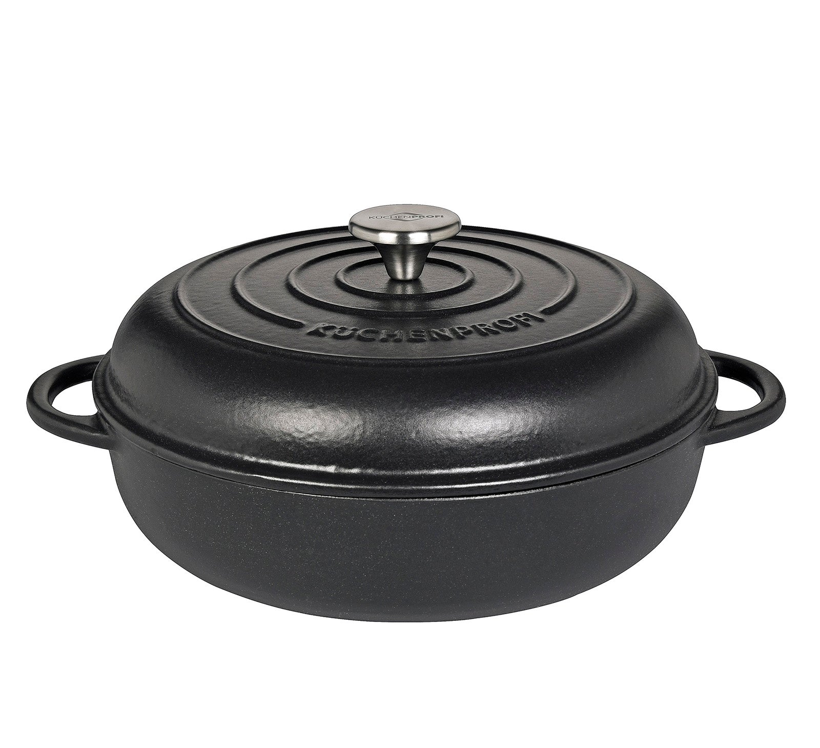 Kuchenprofi Provence Enameled Cast Iron Casserole, 11" dia., 4.1 qt, Classic Black