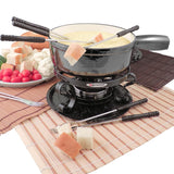 Swissmar Lugano 9 Piece Cast Iron Fondue Set, Metallic Black