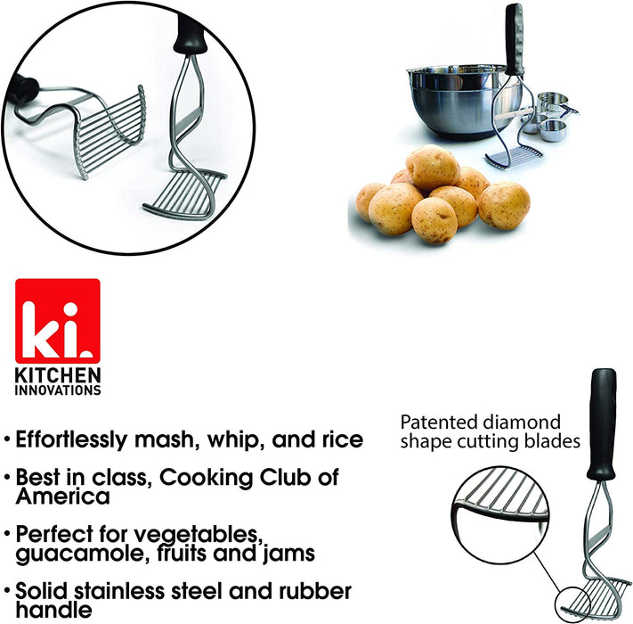 Kitchen Innovations Diamond Series Potato Masher, Black