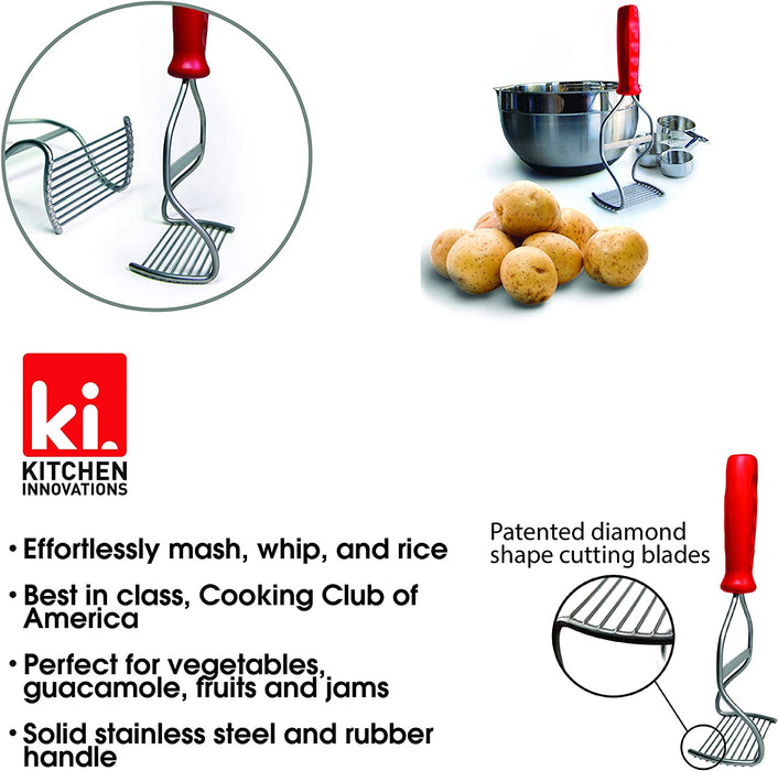 Kitchen Innovations Diamond Series Potato Masher, Red