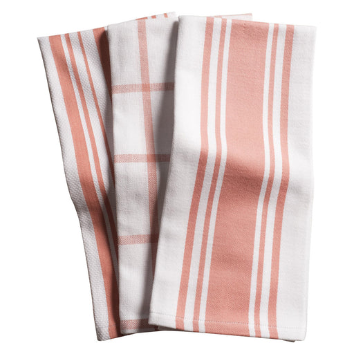 KAF Home Centerband/Basketweave/Windowpane Kitchen Towels, Set of 3, Blossom