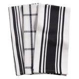 KAF Home Centerband/Basketweave/Windowpane Kitchen Towels, Set of 3, Black