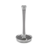 Polder Fleur Single-Tear Standing Paper Towel Holder with Heavyweight Base, Stainless Steel