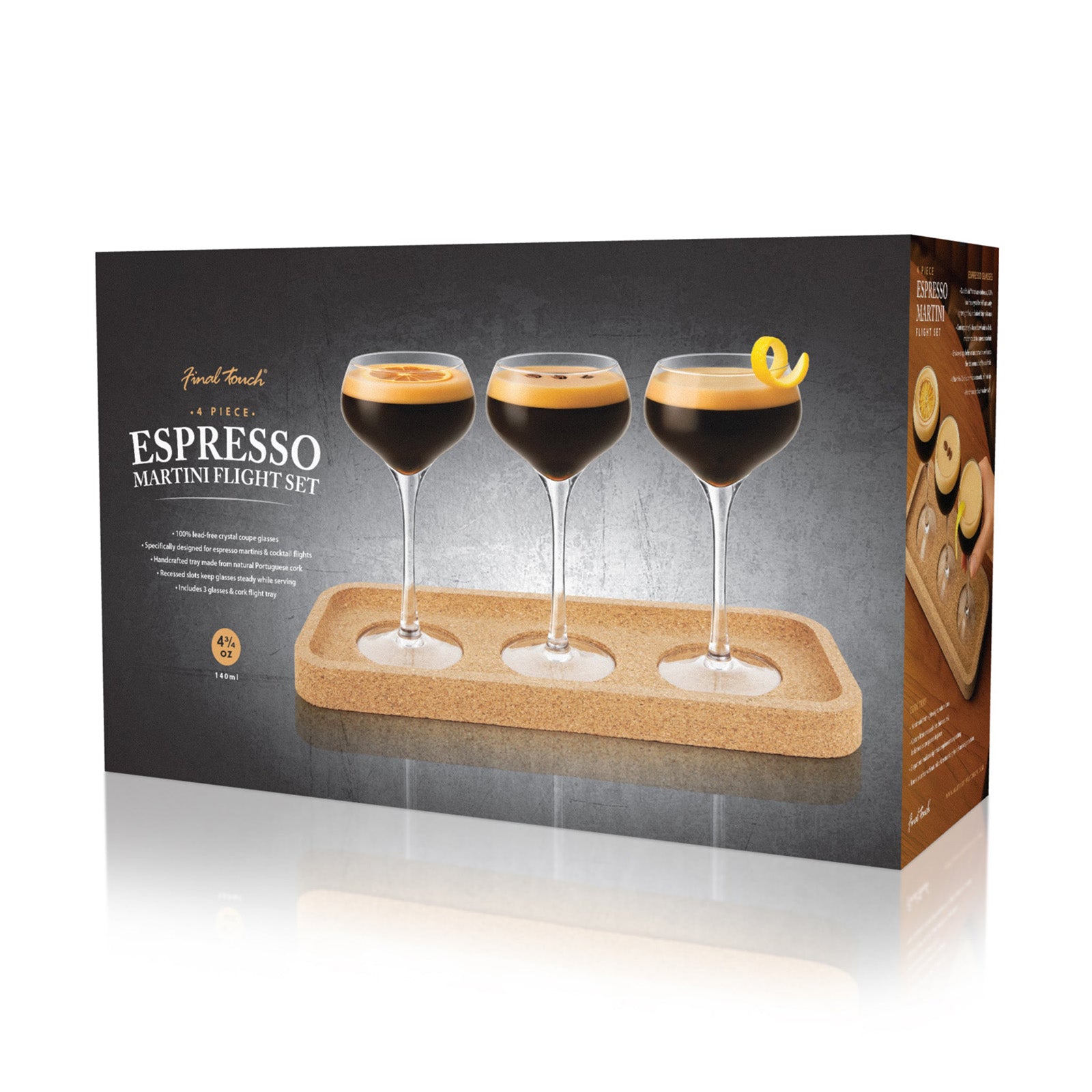 Final Touch Espresso Martini Flight Set - 4 Pieces - 4.75 oz (140 ml)