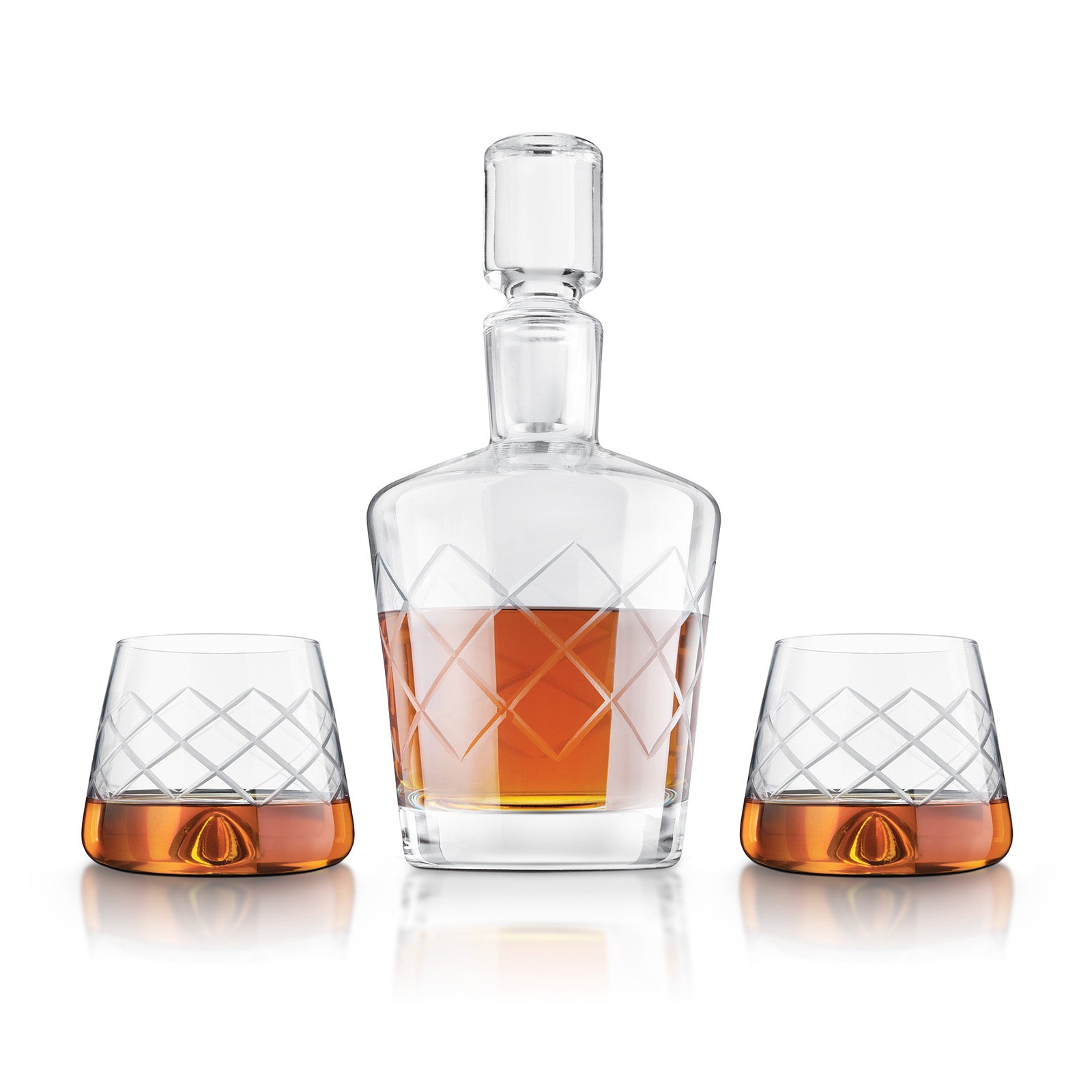 Final Touch 4 Piece Lead-Free Crystal Whiskey Decanter Set