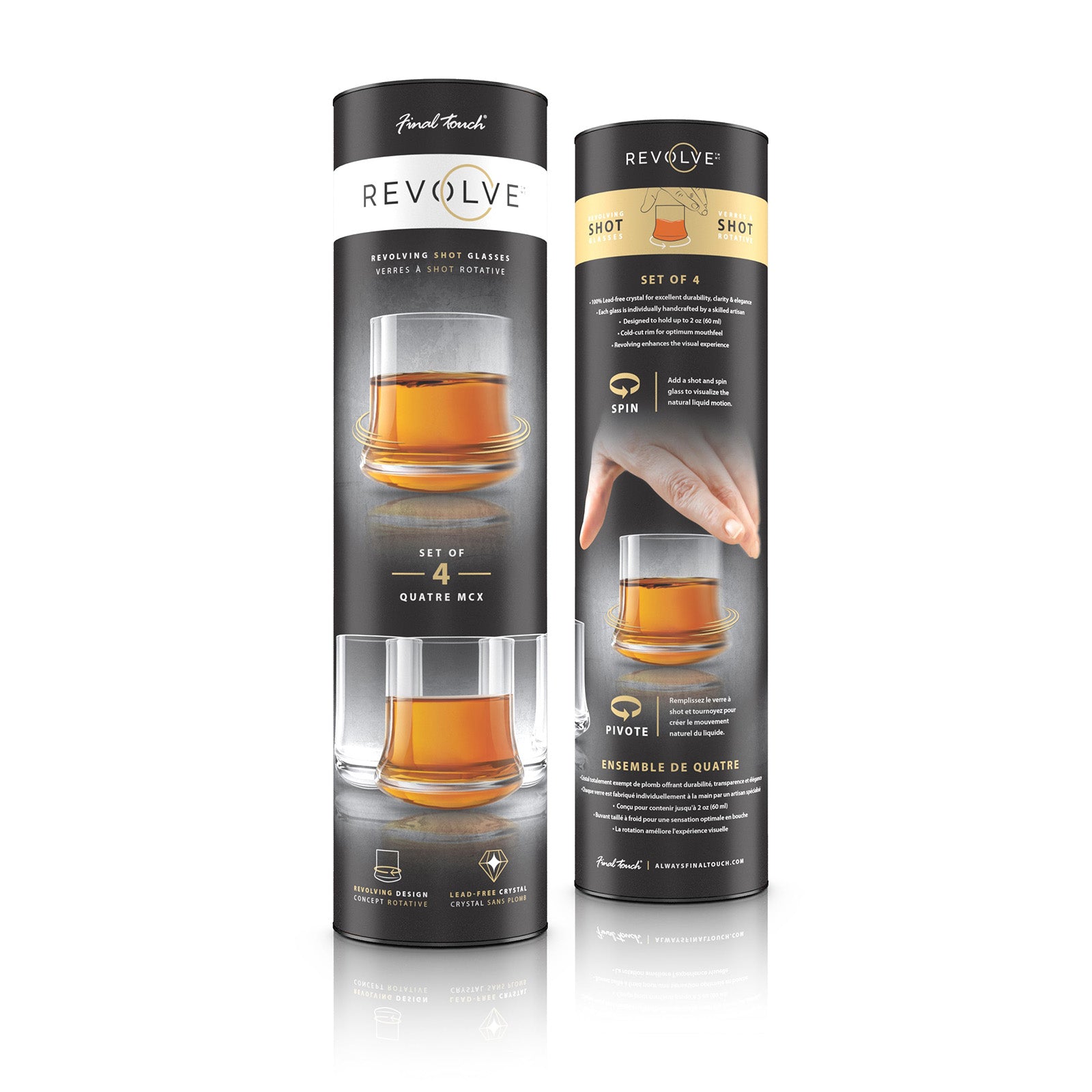 Final Touch Revolve - Revolving Shot Glass - Set of 4