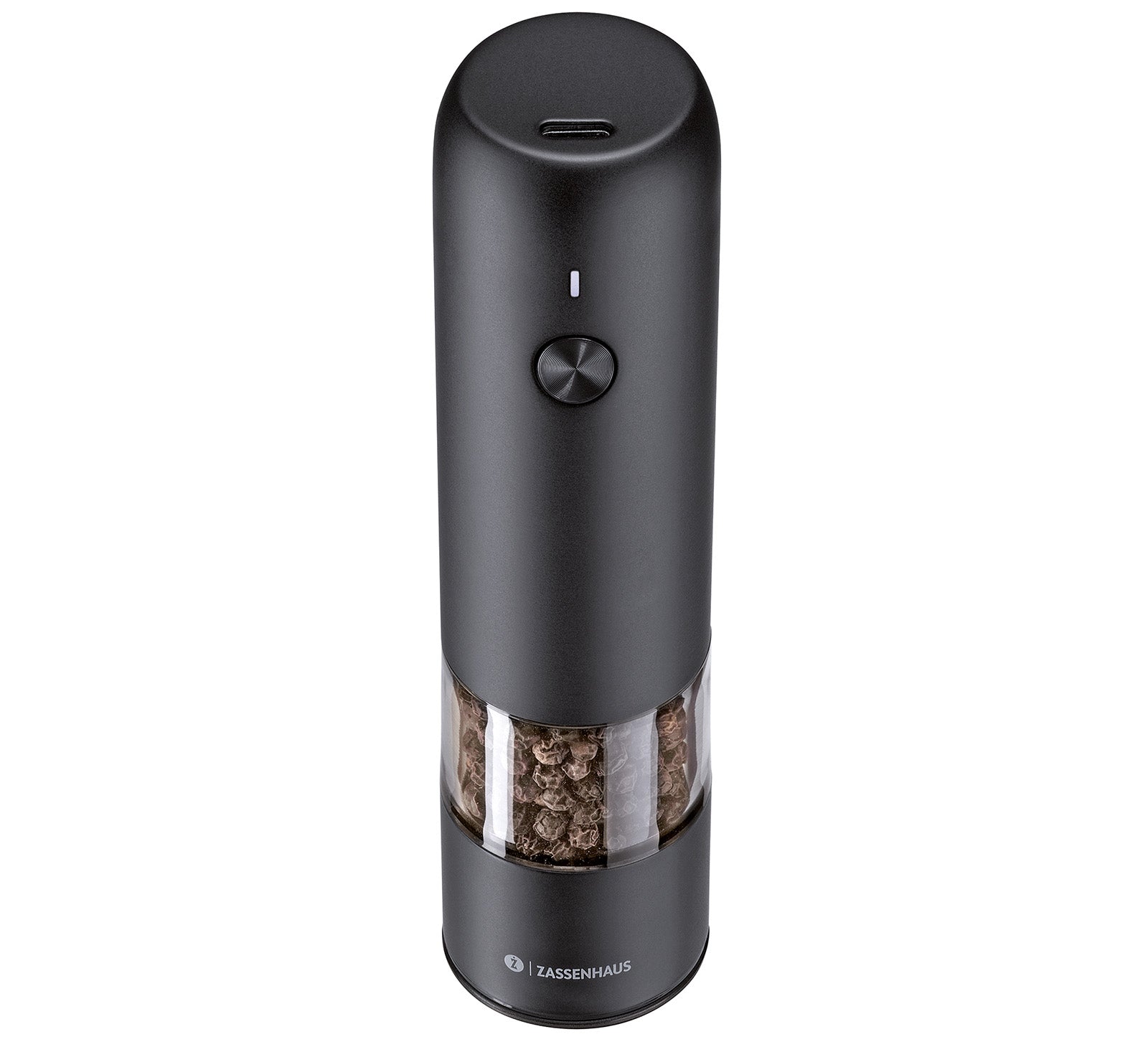 Zassenhaus Koln Rechargeable Salt or Pepper Mill, 5.5" H x 1.5", Black