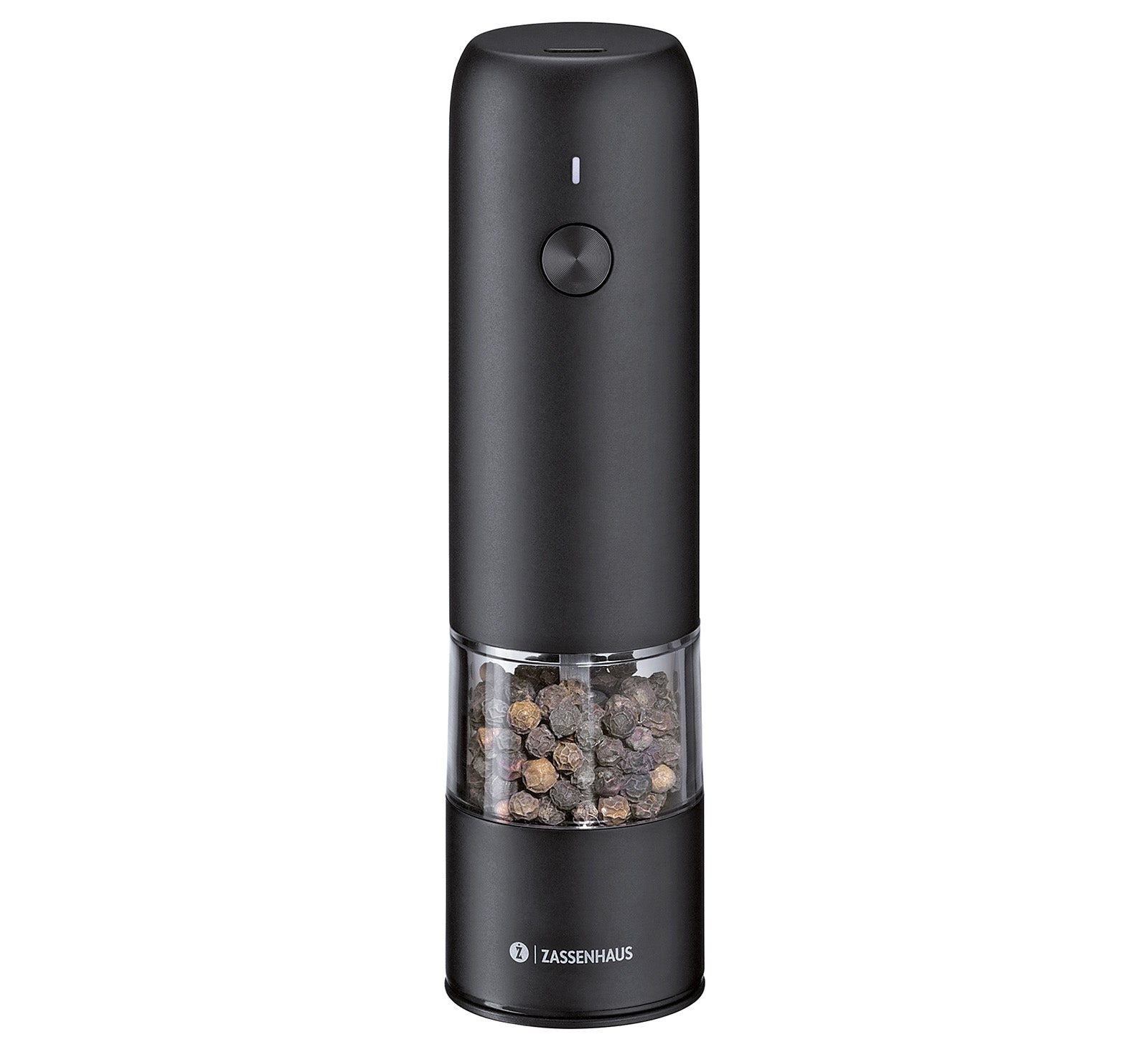 Zassenhaus Koln Rechargeable Salt or Pepper Mill, 5.5" H x 1.5", Black