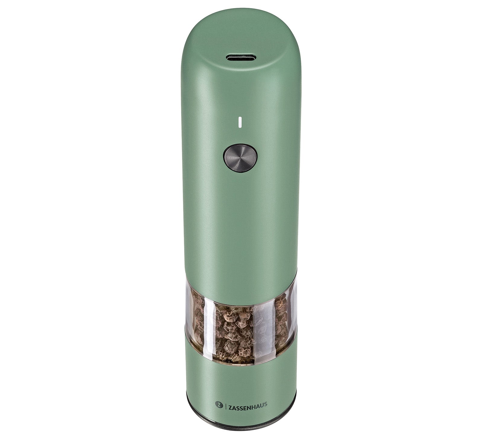 Zassenhaus Koln Rechargeable Salt or Pepper Mill, 5.5" H x 1.5", Green