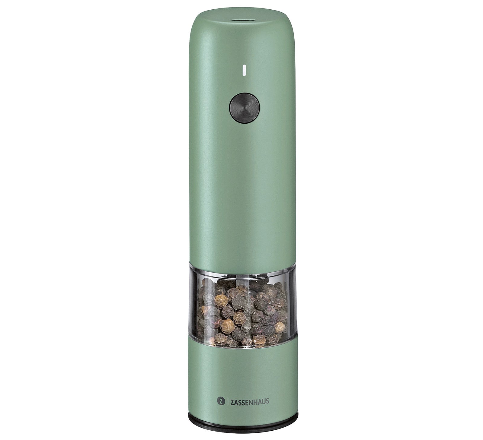 Zassenhaus Koln Rechargeable Salt or Pepper Mill, 5.5" H x 1.5", Green