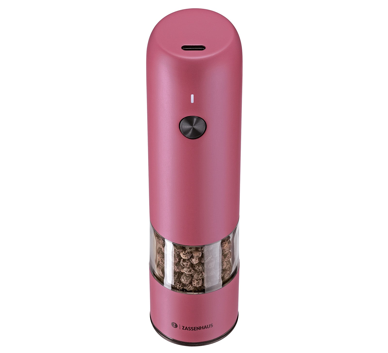 Zassenhaus Koln Rechargeable Salt or Pepper Mill, 5.5" H x 1.5", Pink