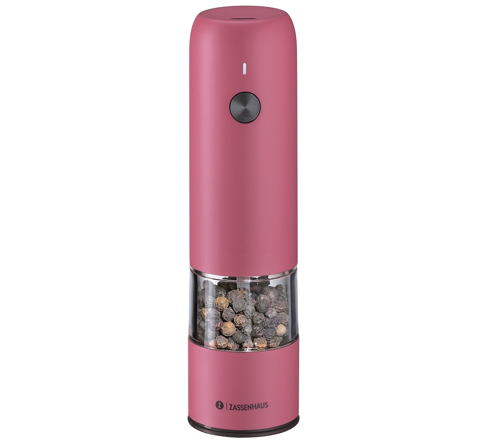 Zassenhaus Koln Rechargeable Salt or Pepper Mill, 5.5" H x 1.5", Pink
