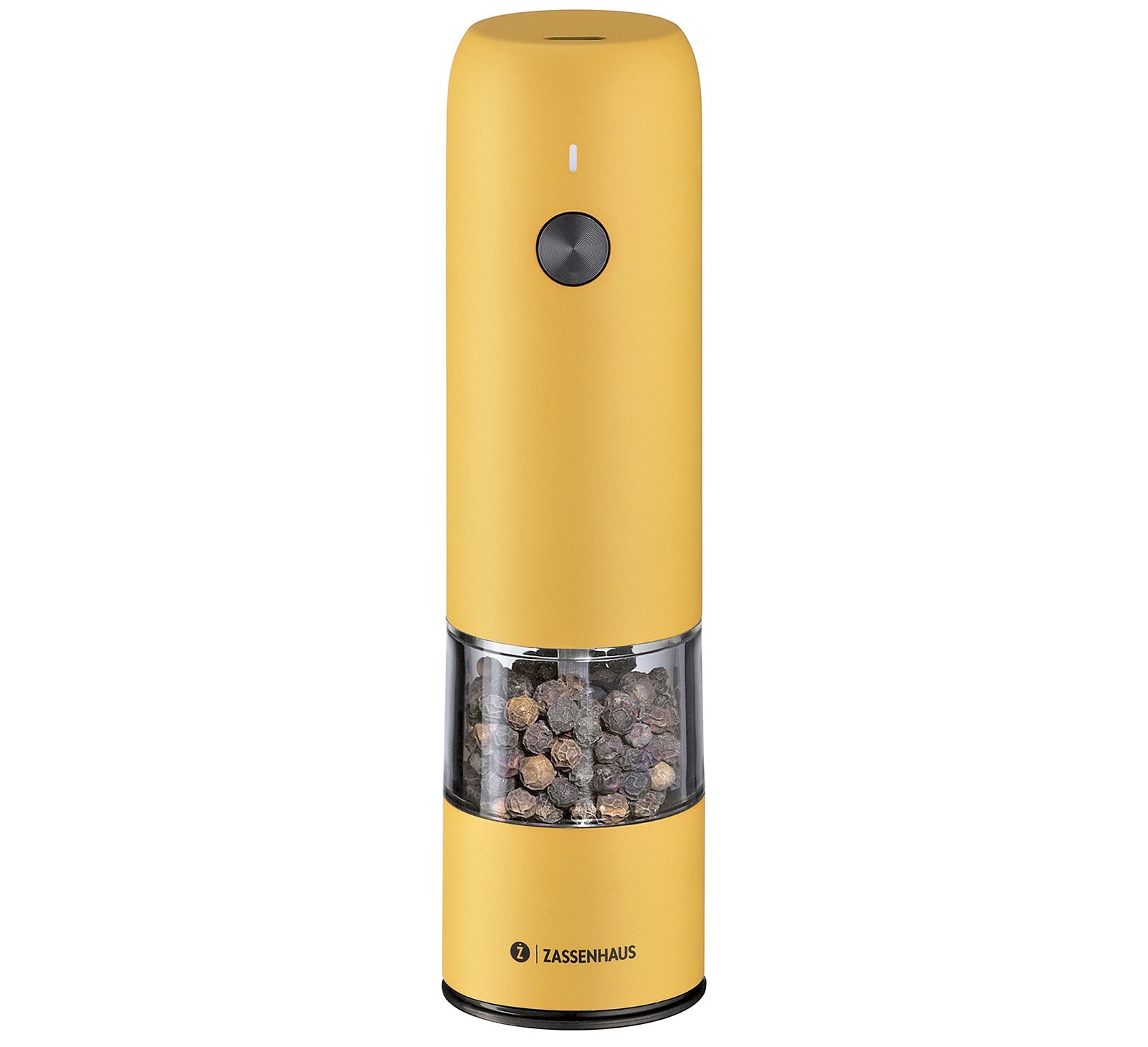 Zassenhaus Koln Rechargeable Salt or Pepper Mill, 5.5" H x 1.5", Yellow