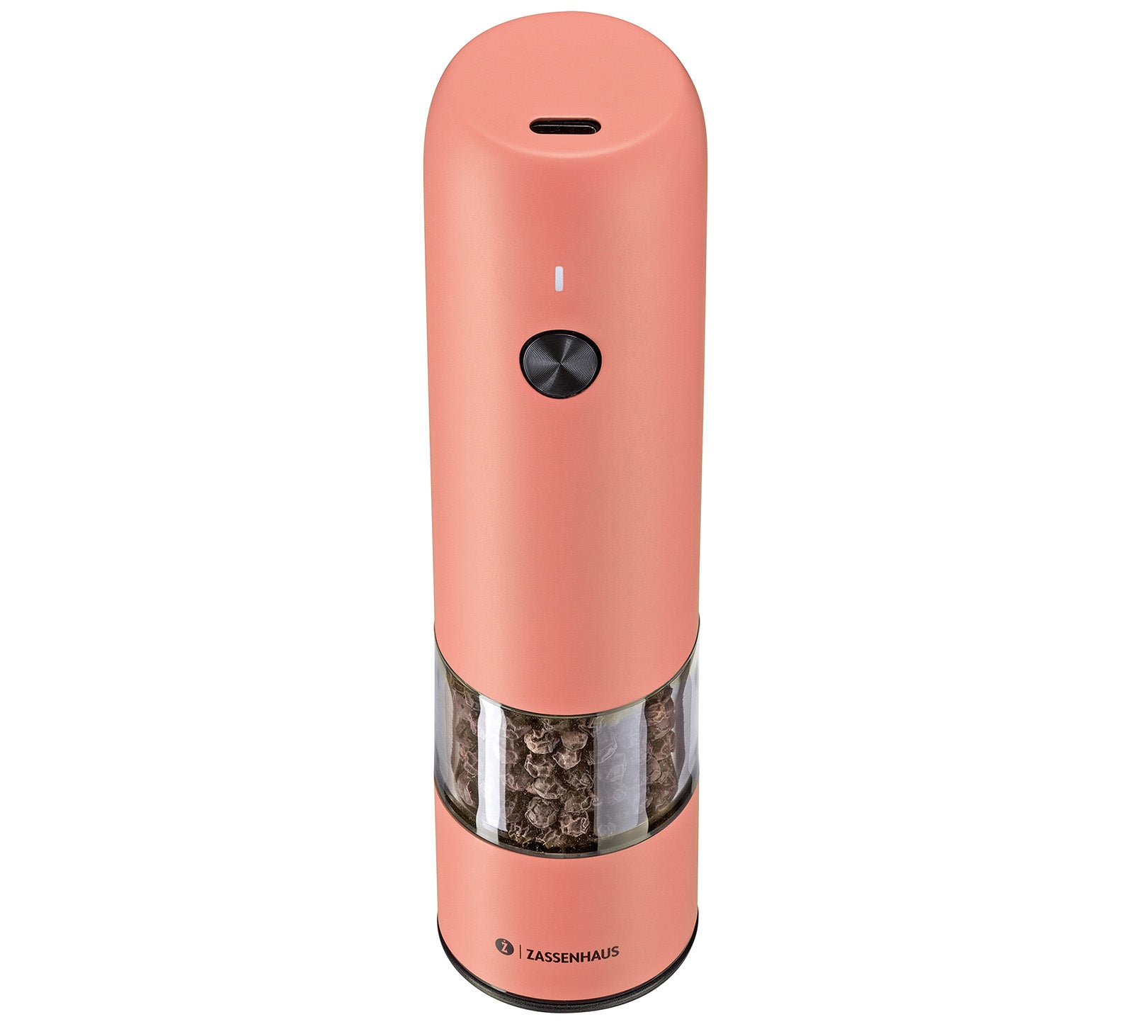 Zassenhaus Koln Rechargeable Salt or Pepper Mill, 5.5" H x 1.5", Coral