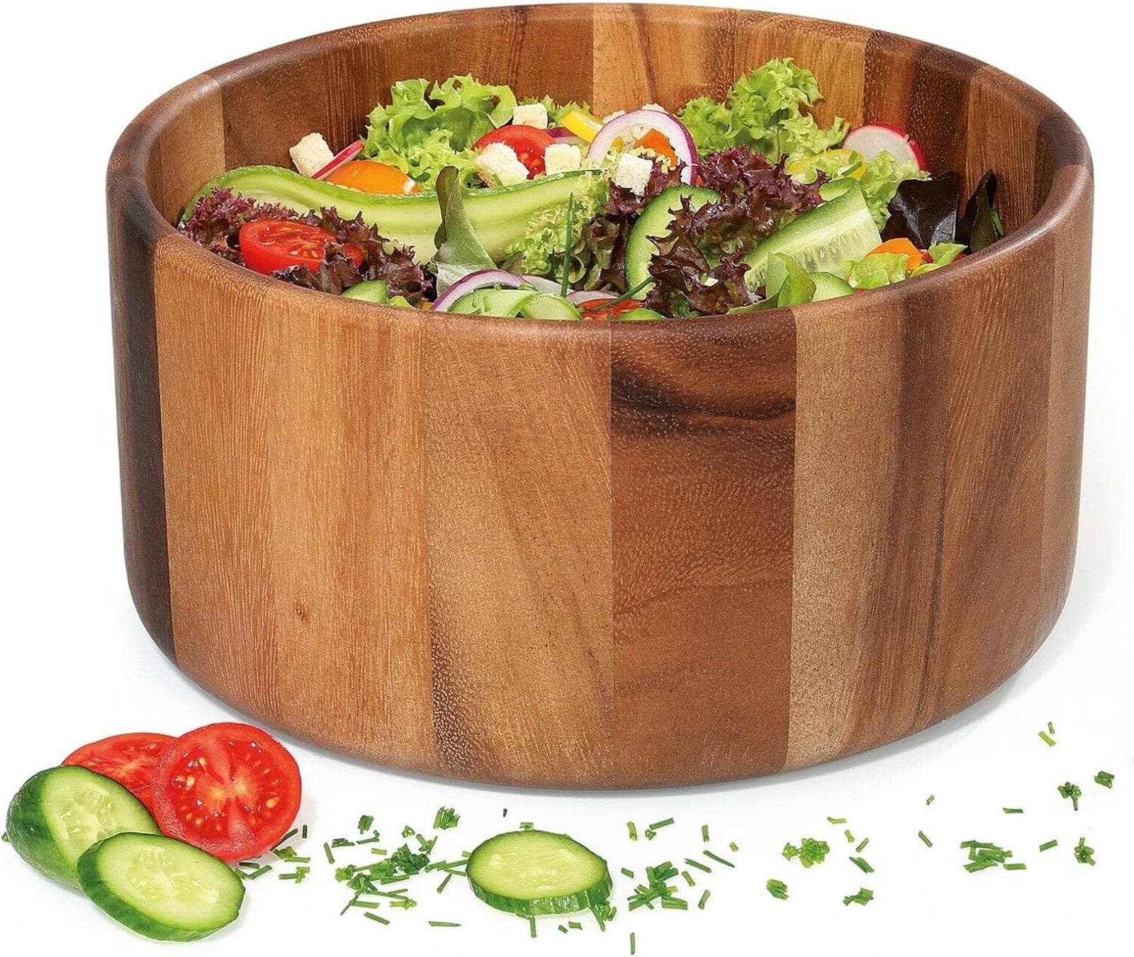 Zassenhaus Acacia Wood Salad Serving Bowl, Medium 9.8" diameter by 5" High
