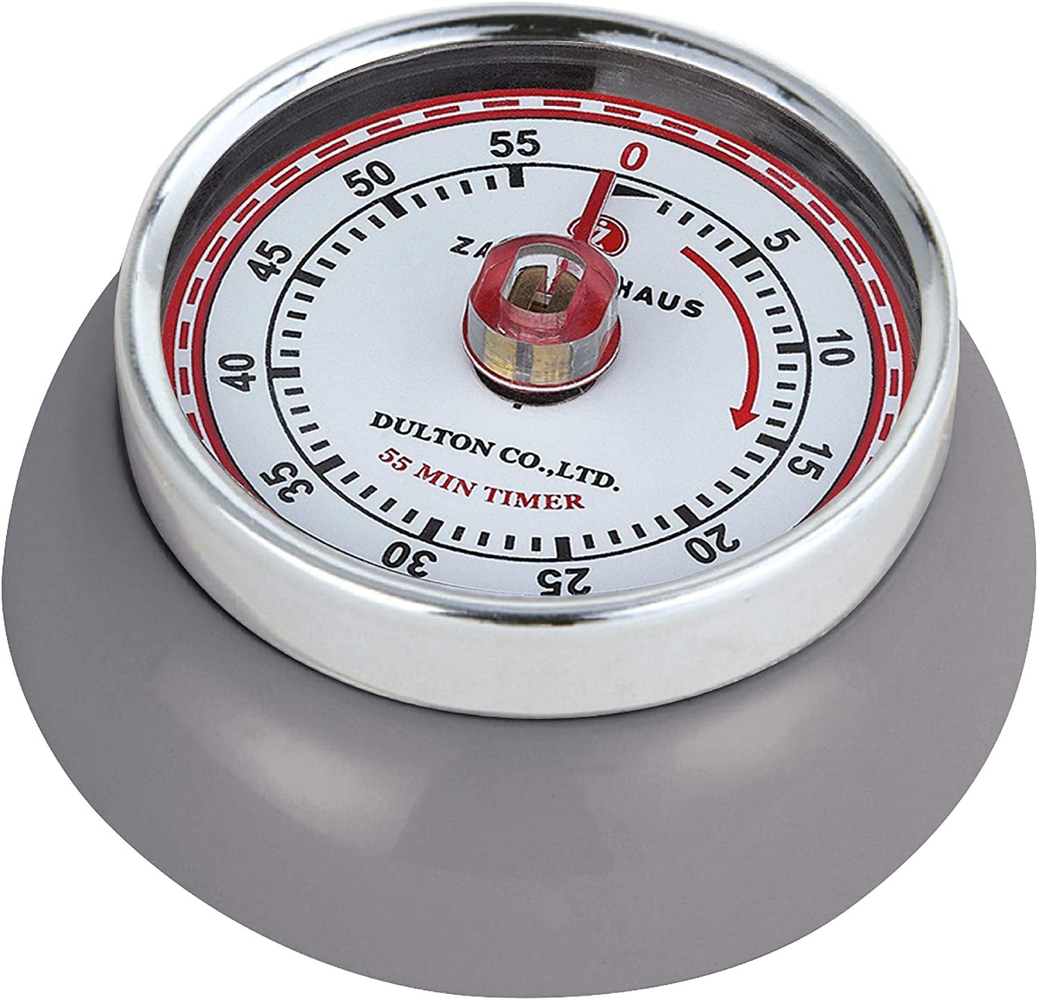 Zassenhaus Magnetic Retro 60 Minute Kitchen Timer, 2.75-Inch, Cool Gray