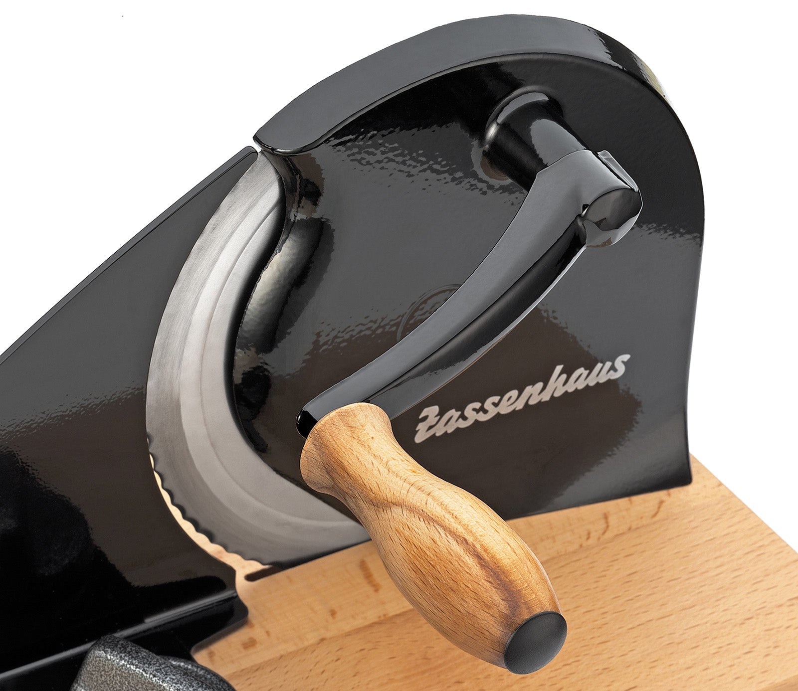 Zassenhaus Manual Bread Slicer, Hand Crank Home Bread Slicer, 11.75" x 8", Black