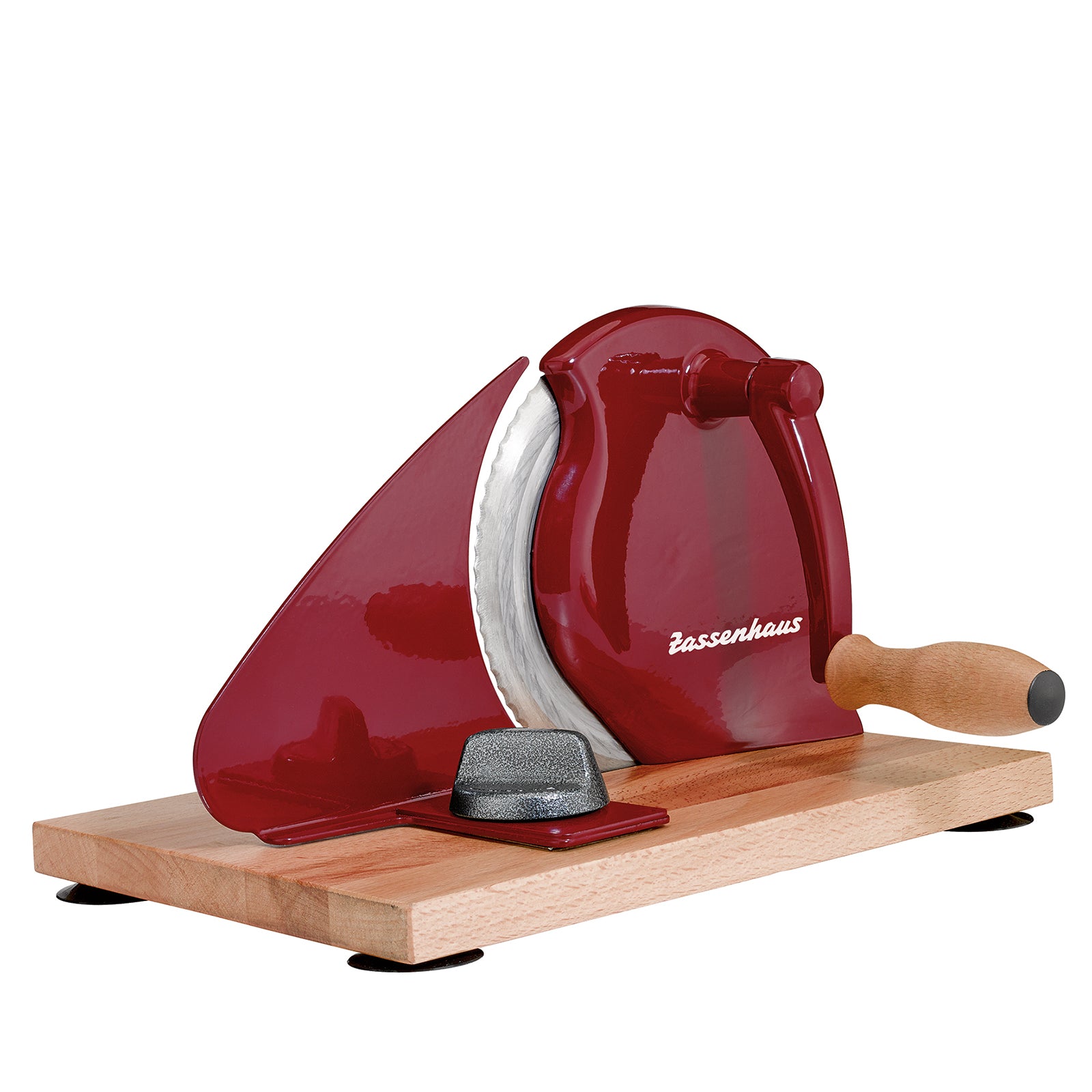 Zassenhaus Manual Bread Slicer, Hand Crank Home Bread Slicer, 11.75" x 8", Red