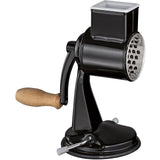 Zassenhaus Classic Drum Grater with Suction Base, 2 Grating Drums, Pestle, and Vegetable Cutter, Black