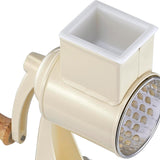 Zassenhaus Classic Drum Grater with Suction Base, 2 Grating Drums, Pestle, and Vegetable Cutter, Cream