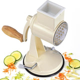 Zassenhaus Classic Drum Grater with Suction Base, 2 Grating Drums, Pestle, and Vegetable Cutter, Cream