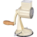 Zassenhaus Classic Drum Grater with Suction Base, 2 Grating Drums, Pestle, and Vegetable Cutter, Cream