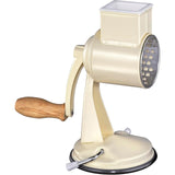 Zassenhaus Classic Drum Grater with Suction Base, 2 Grating Drums, Pestle, and Vegetable Cutter, Cream