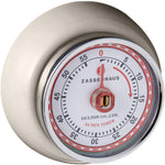 Zassenhaus Magnetic Retro 60 Minute Kitchen Timer, 2.75-Inch, Cream