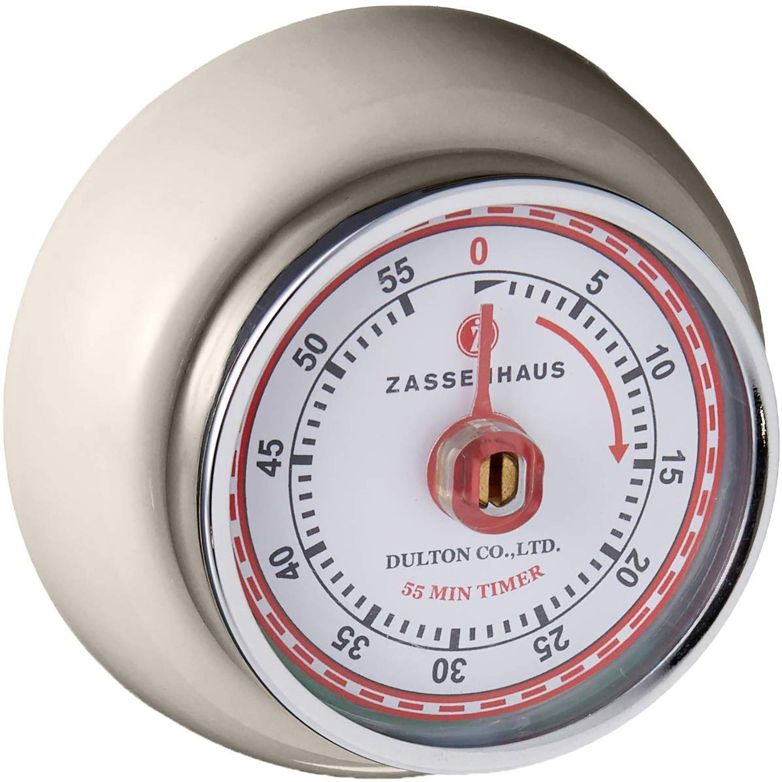 Zassenhaus Magnetic Retro 60 Minute Kitchen Timer, 2.75-Inch, Cream