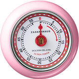 Zassenhaus Magnetic Retro 60 Minute Kitchen Timer, 2.75-Inch, Pink