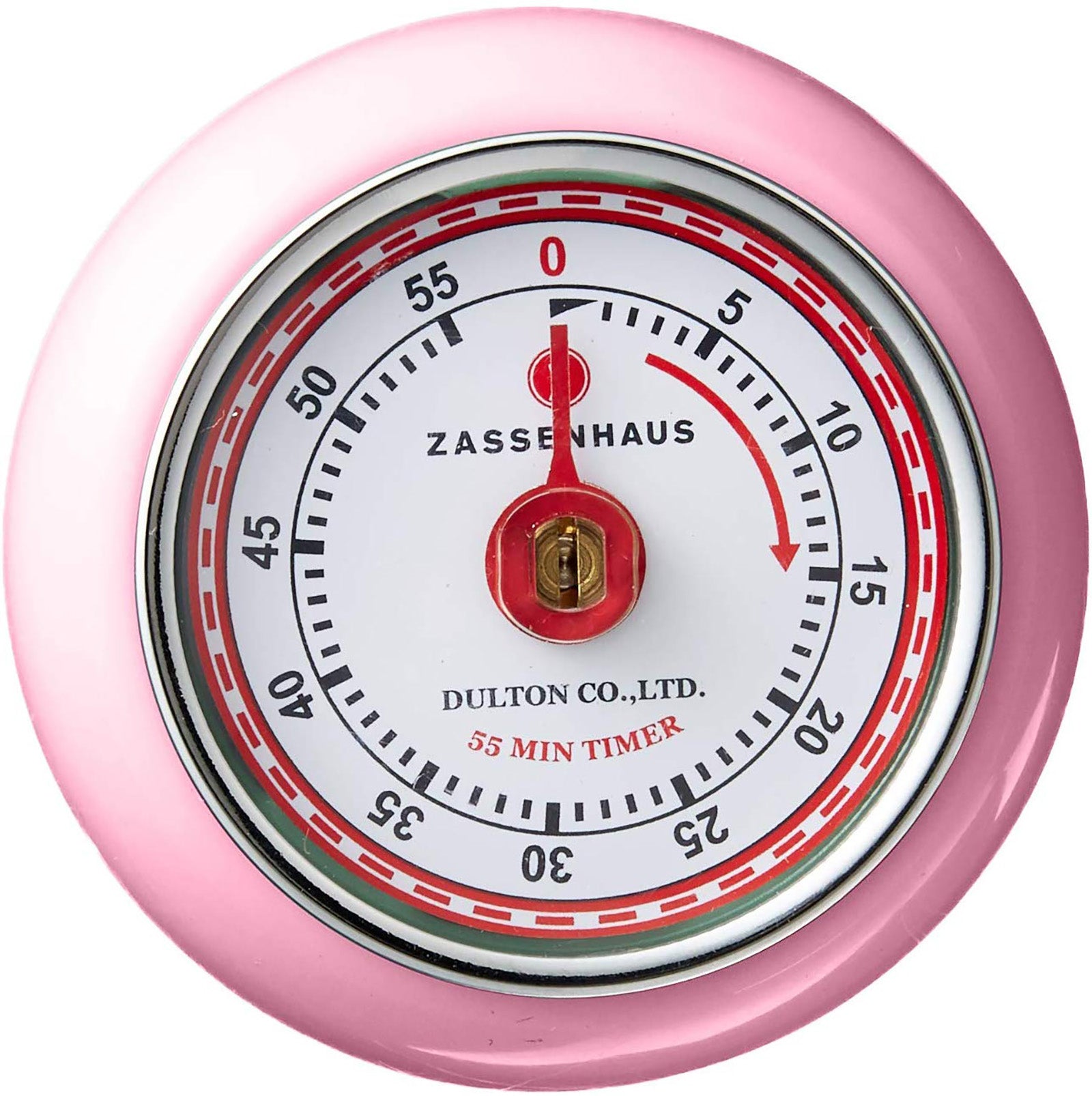 Zassenhaus Magnetic Retro 60 Minute Kitchen Timer, 2.75-Inch, Pink