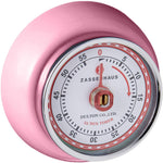 Zassenhaus Magnetic Retro 60 Minute Kitchen Timer, 2.75-Inch, Pink