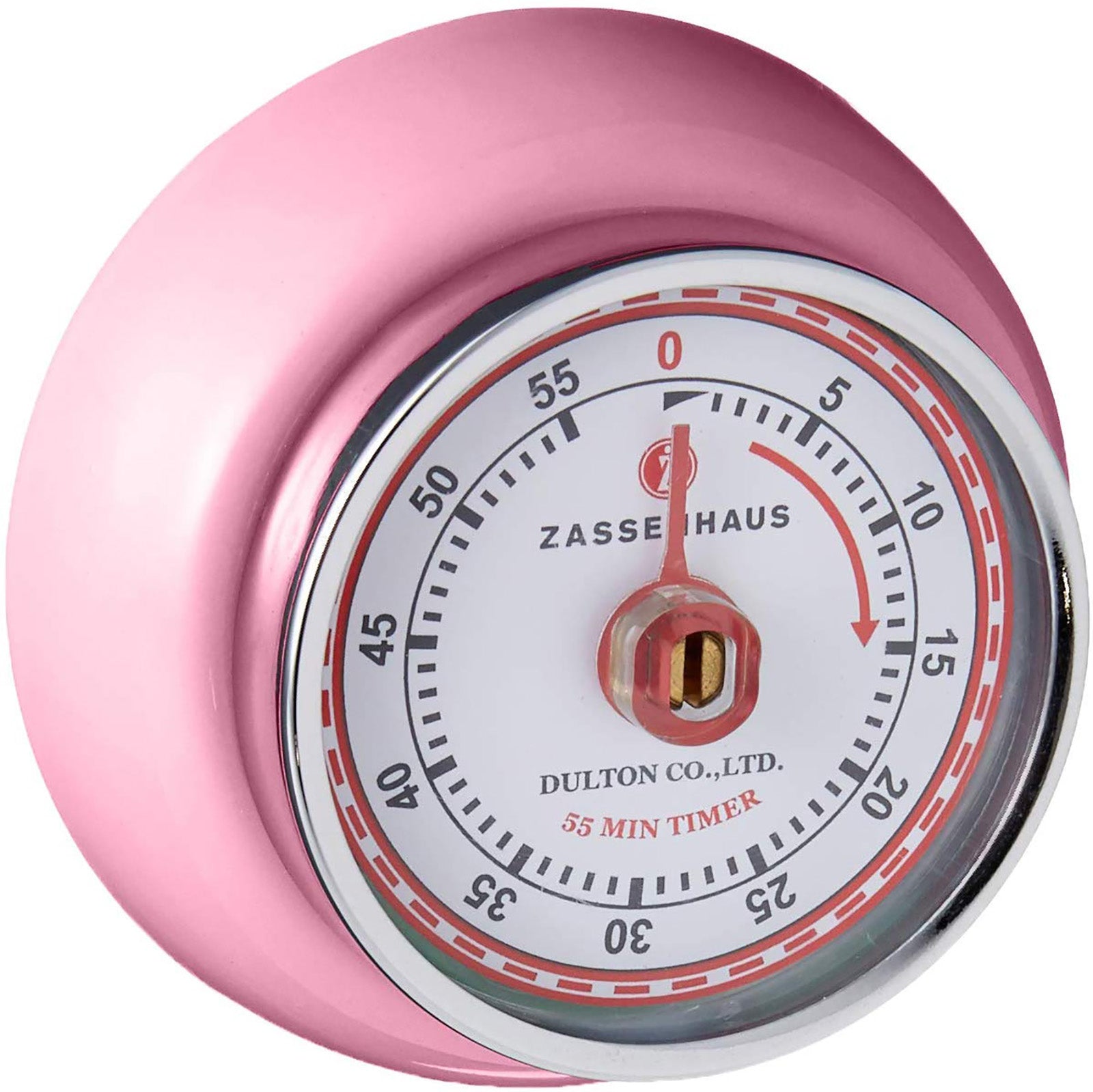 Zassenhaus Magnetic Retro 60 Minute Kitchen Timer, 2.75-Inch, Pink