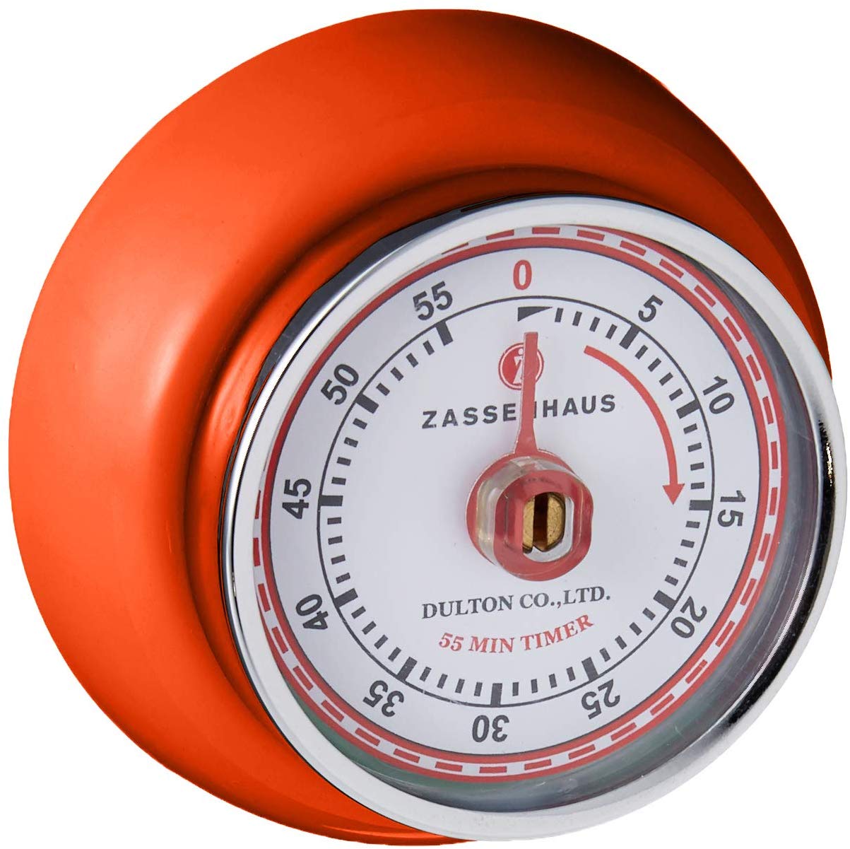 Zassenhaus Magnetic Retro 60 Minute Kitchen Timer, 2.75-Inch, Orange