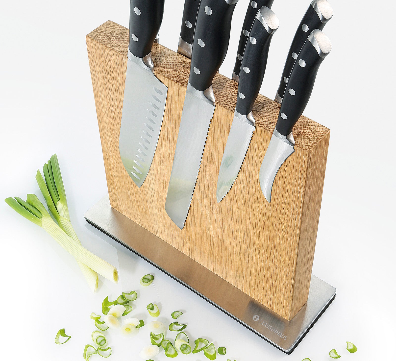 Zassenhaus Magnetic Wood Knife Block for Counter, Oak