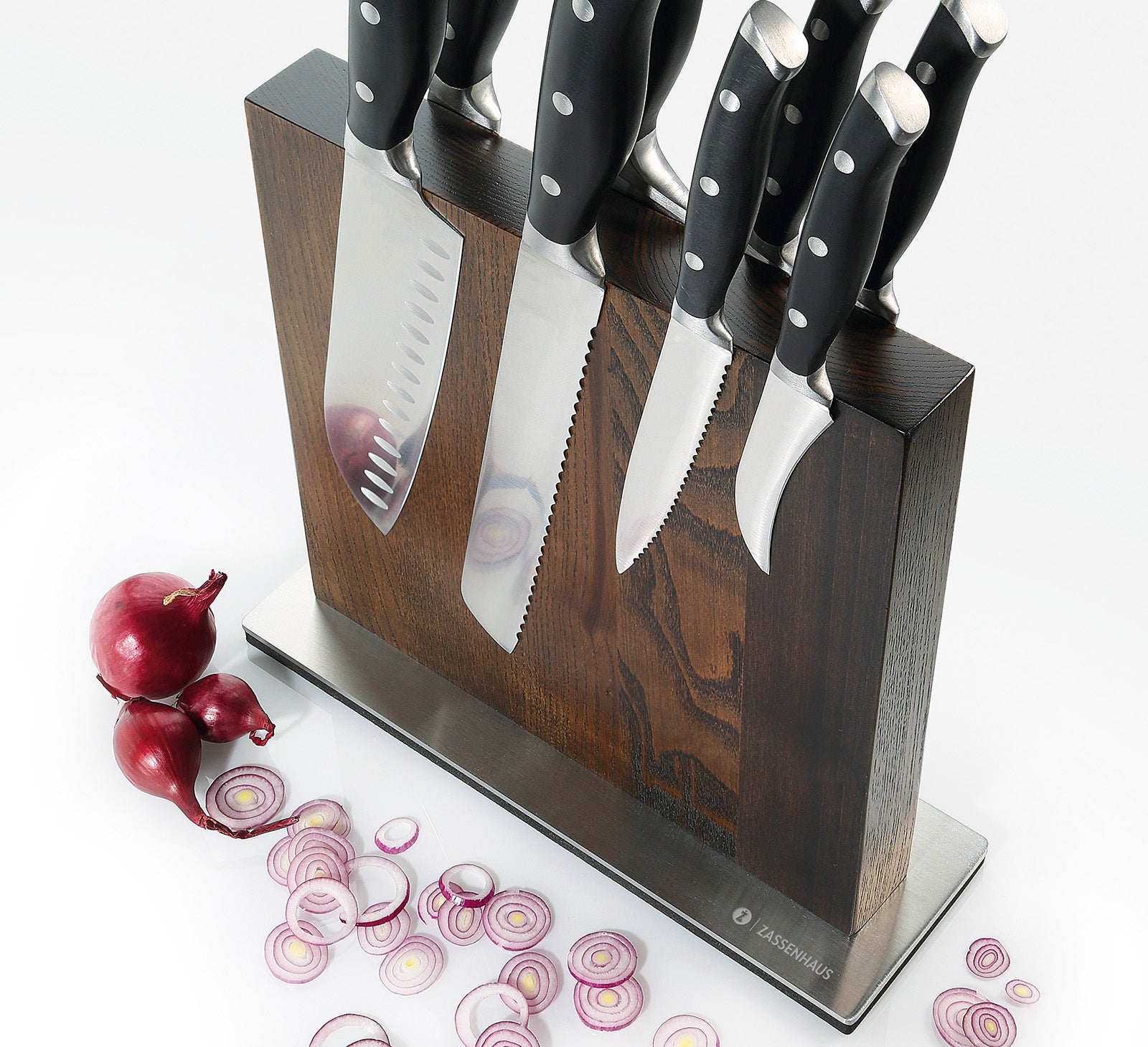 Zassenhaus Magnetic Wood Knife Block for Counter, Ash