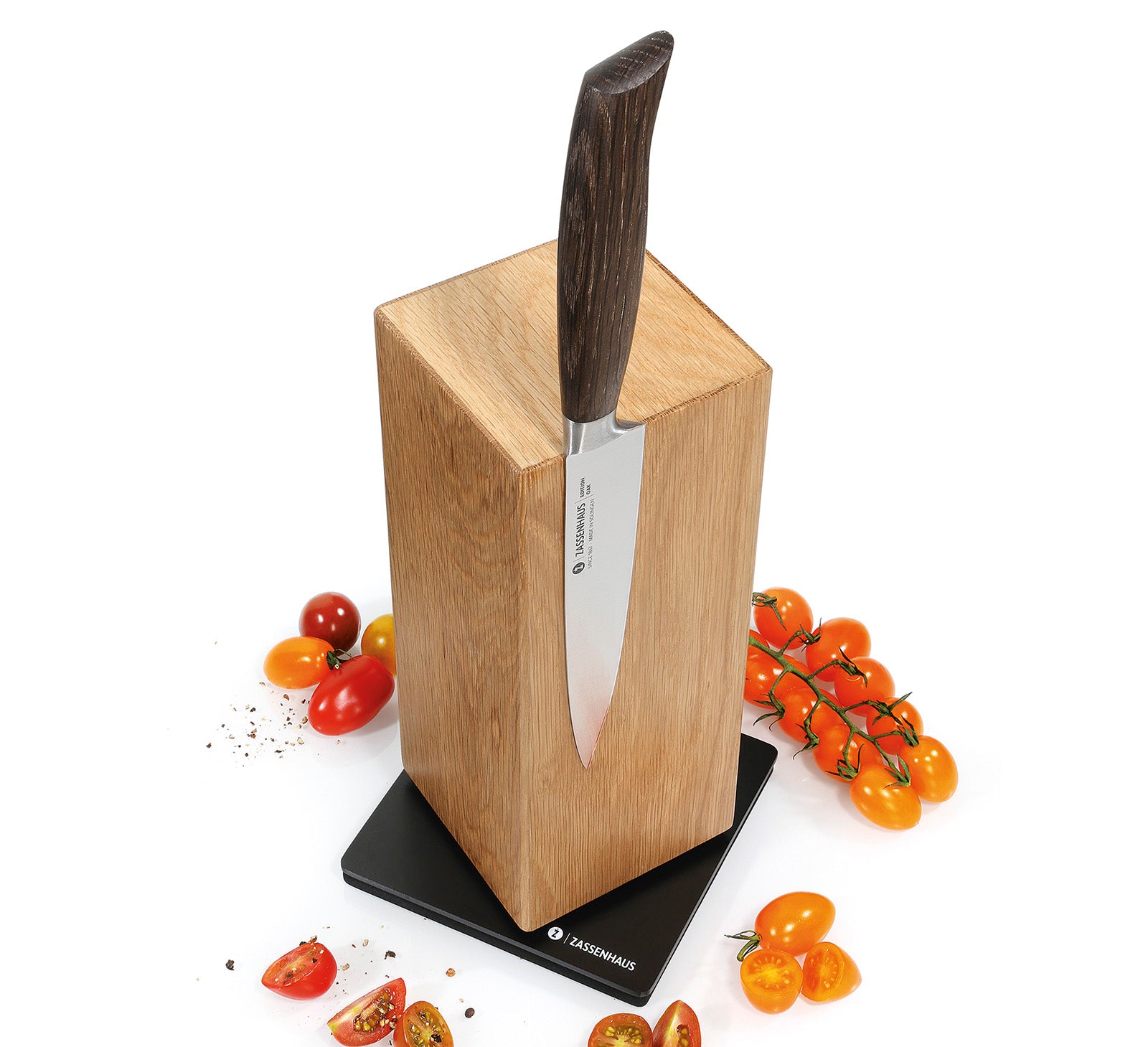 Zassenhaus Magnetic Spinning Wood Knife Block for Counter, Oak