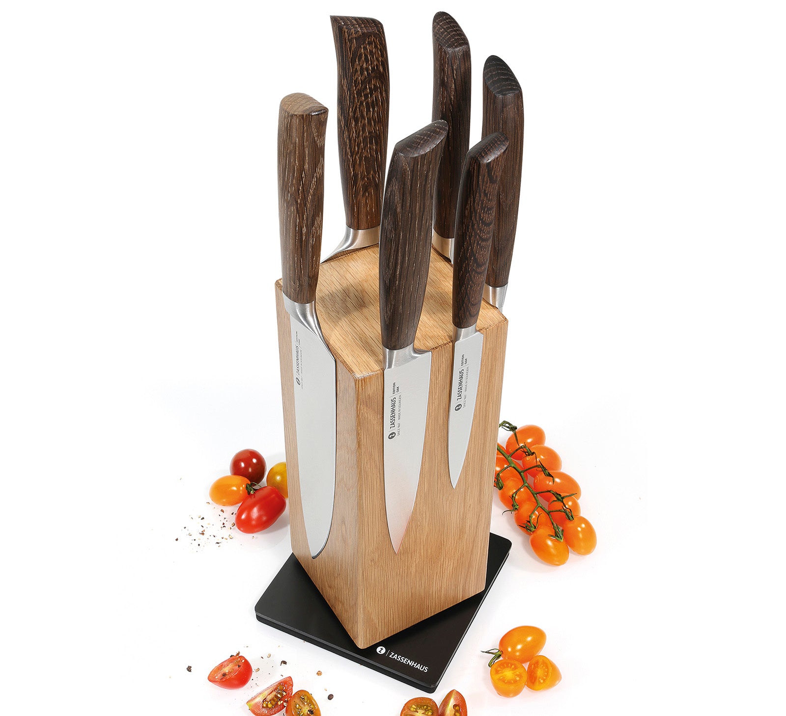 Zassenhaus Magnetic Spinning Wood Knife Block for Counter, Oak