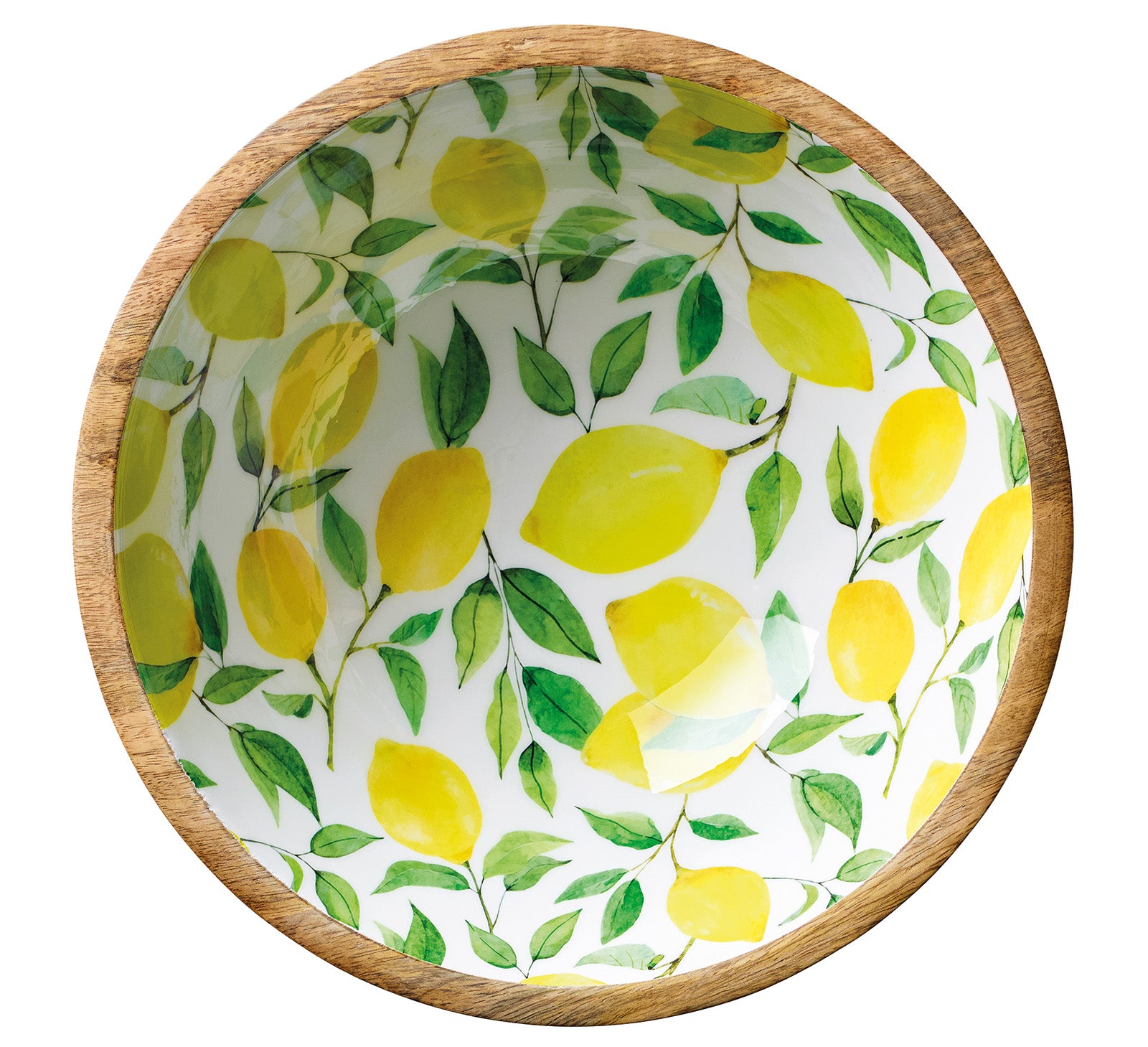 Zassenhaus Mango Wood Lacquered Medium Serving Bowl, 11.75" x 4.5", Lemon