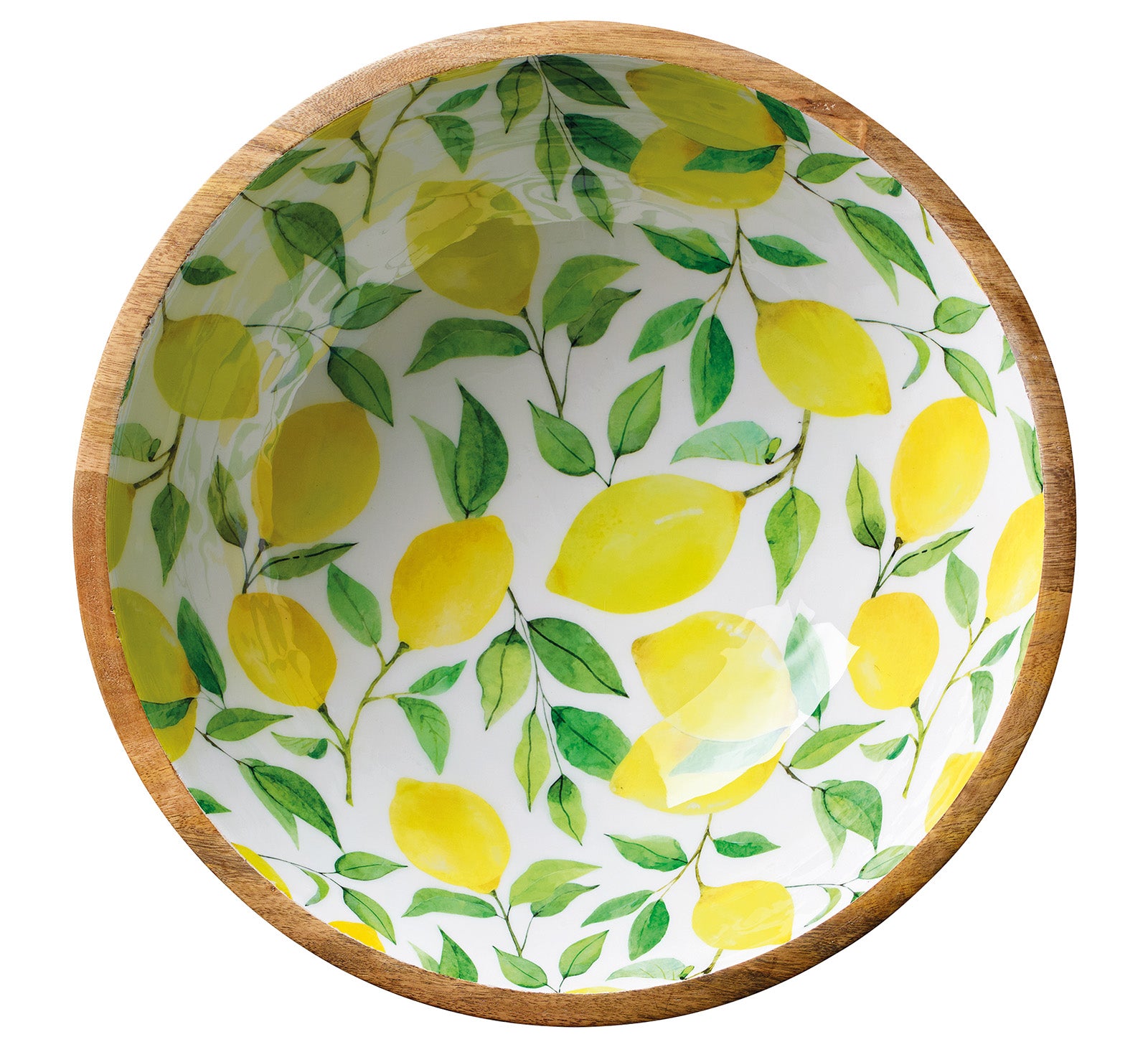 Zassenhaus Mango Wood Lacquered Large Serving Bowl, 13.75" x 4.7", Lemon