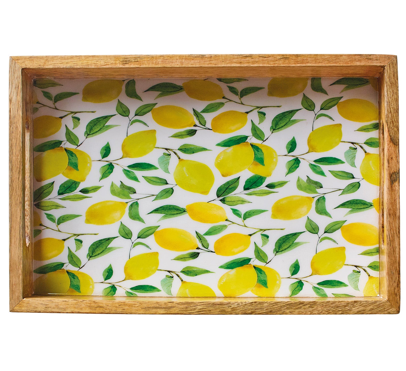 Zassenhaus Mango Wood Lacquered Serving Tray, 12" x 8" x 2", Lemon