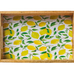 Zassenhaus Mango Wood Lacquered Serving Tray, 12" x 8" x 2", Lemon